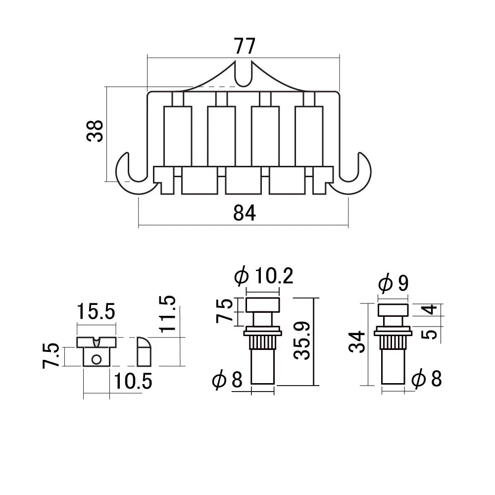 3 Point Replacement Bass Bridge for 4 String Bass, Nickel Finish - Image 3