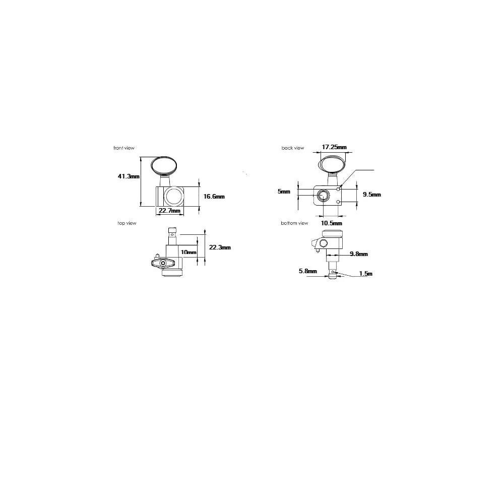 Locking Tuners For Fender USA Standards, 6 In Line - Oval Metal Button 19:1 Gear Ratio - Image 12