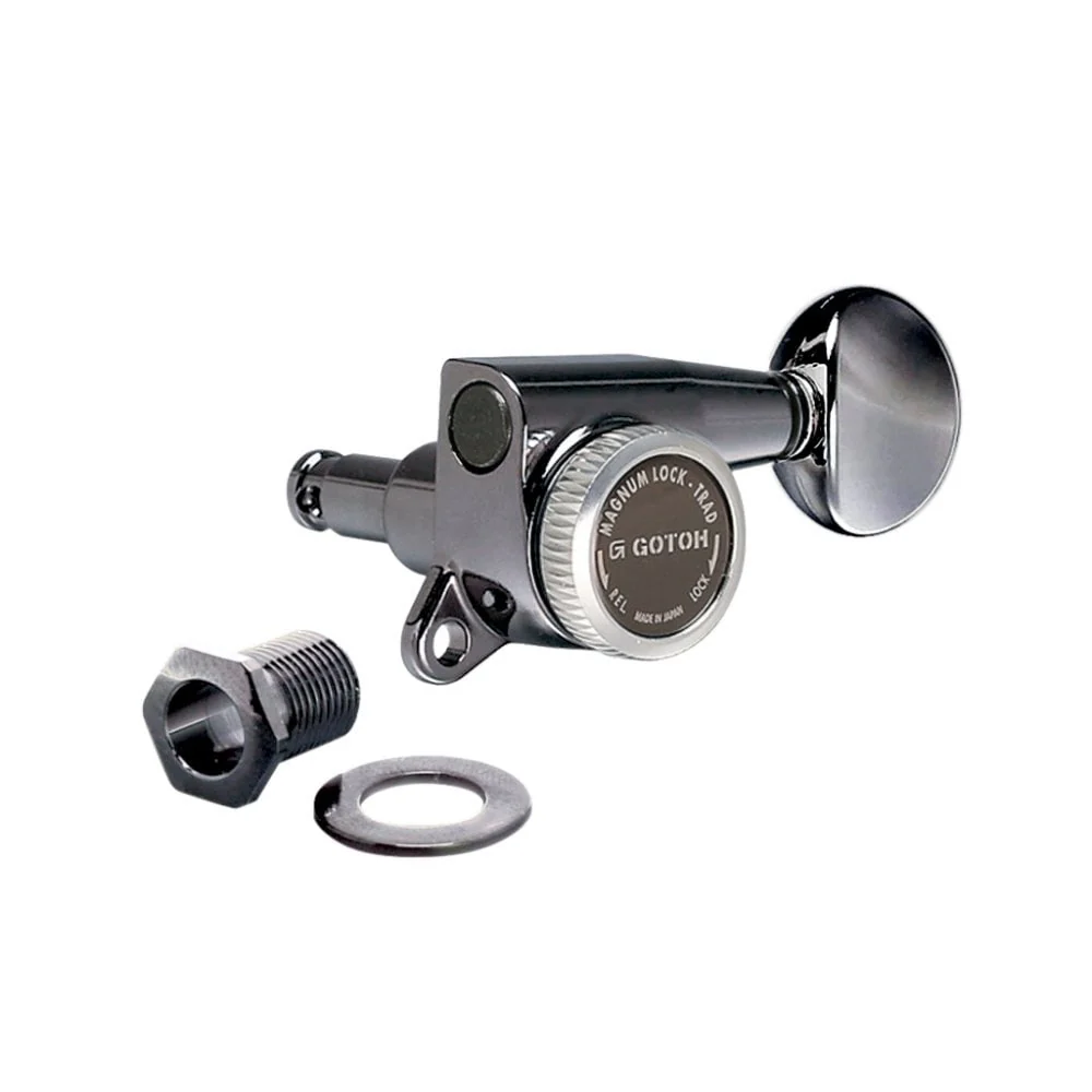 SG381 Magnum Lock Traditional Tuners 6 In Line with Rounded Mini Buttons (Model 05) 16:1 Gear Ratio - Image 3