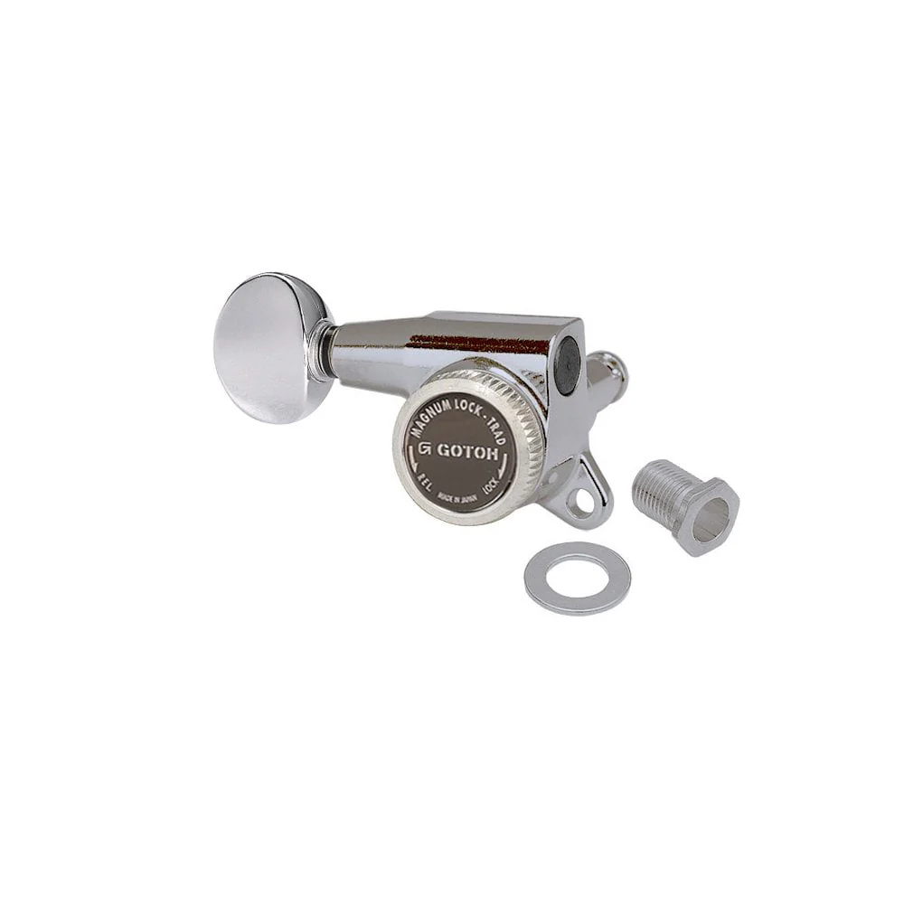 SG381 Magnum Lock Traditional Tuners 6 In Line with Rounded Mini Buttons (Model 05) 16:1 Gear Ratio - Image 5