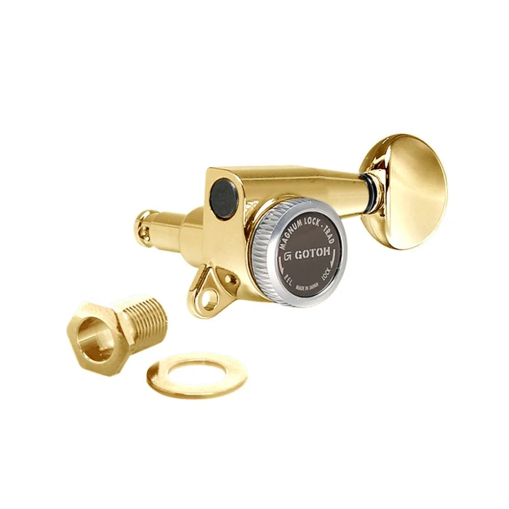SG381 Magnum Lock Traditional Tuners 6 In Line with Rounded Mini Buttons (Model 05) 16:1 Gear Ratio - Image 6