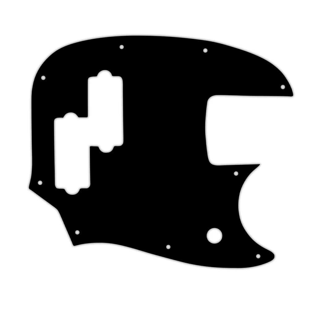 Short Scale Mustang Bass PJ - Thin Shiny Black .060" / 1.52mm Thickness, No Bevelled Edge