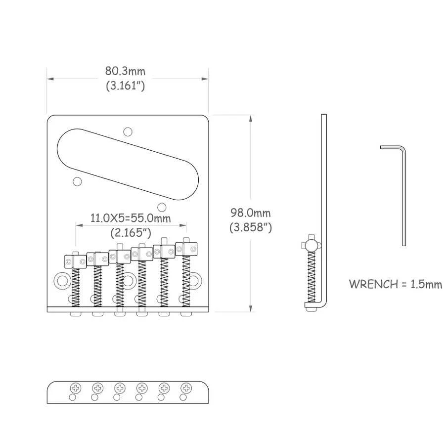 Tele Bridge Top Mount With Barrel Saddles - Image 4
